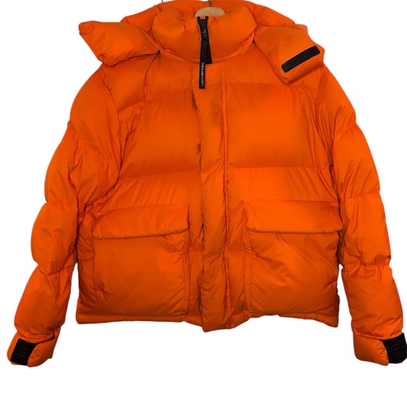 Women's Orange Puffer Jacket - Picture 3 of 7